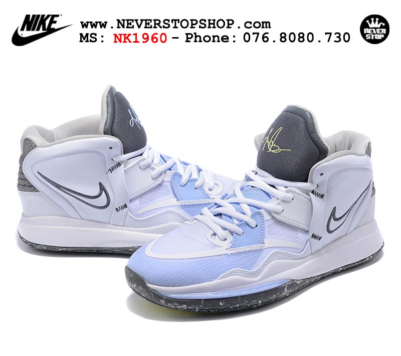 Giày Nike Kyrie 8 Trắng Xanh bóng rổ nam hàng đẹp replica sfake giá rẻ tại NeverStop Sneaker Shop Quận 3 HCM