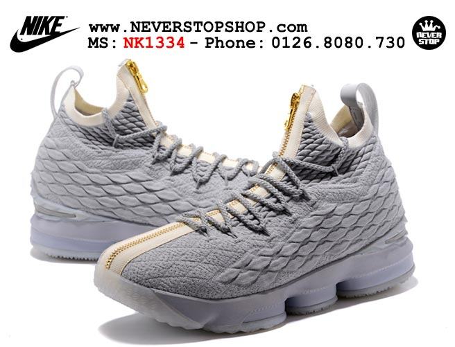 lebron 15 gray gold