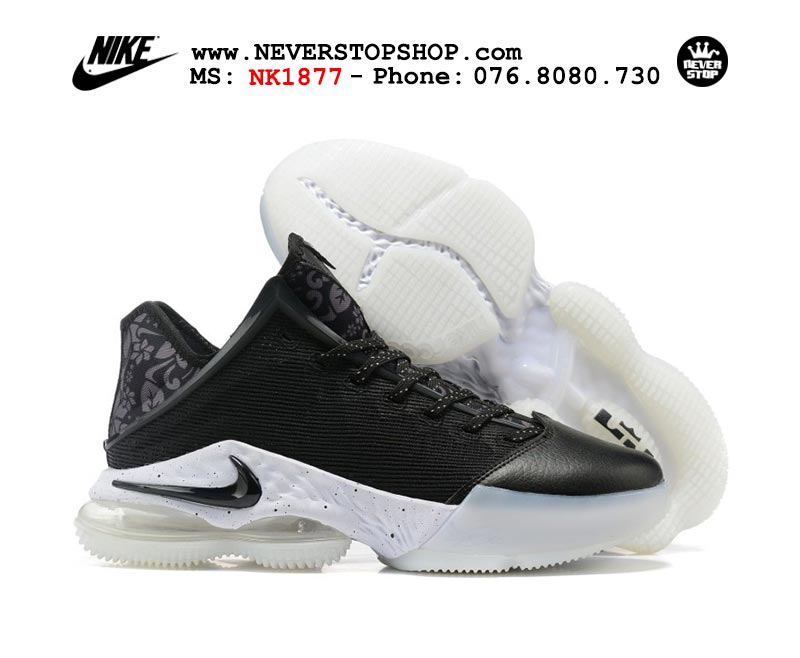 Giày Nike Lebron 19 Low Trắng Đen Full bóng rổ nam hàng đẹp sfake replica 1:1 giá rẻ tại NeverStop Sneaker Shop Quận 3 HCM