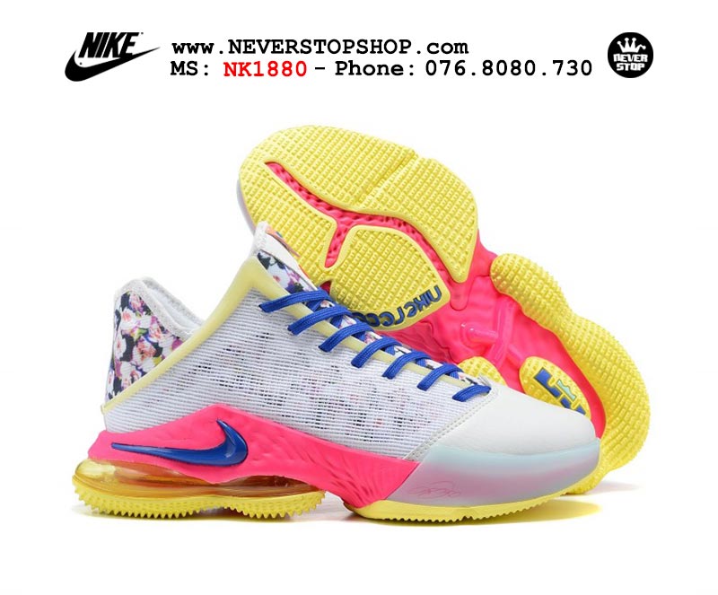 Giày Nike Lebron 19 Low Trắng Hồng bóng rổ nam hàng đẹp sfake replica 1:1 giá rẻ tại NeverStop Sneaker Shop Quận 3 HCM