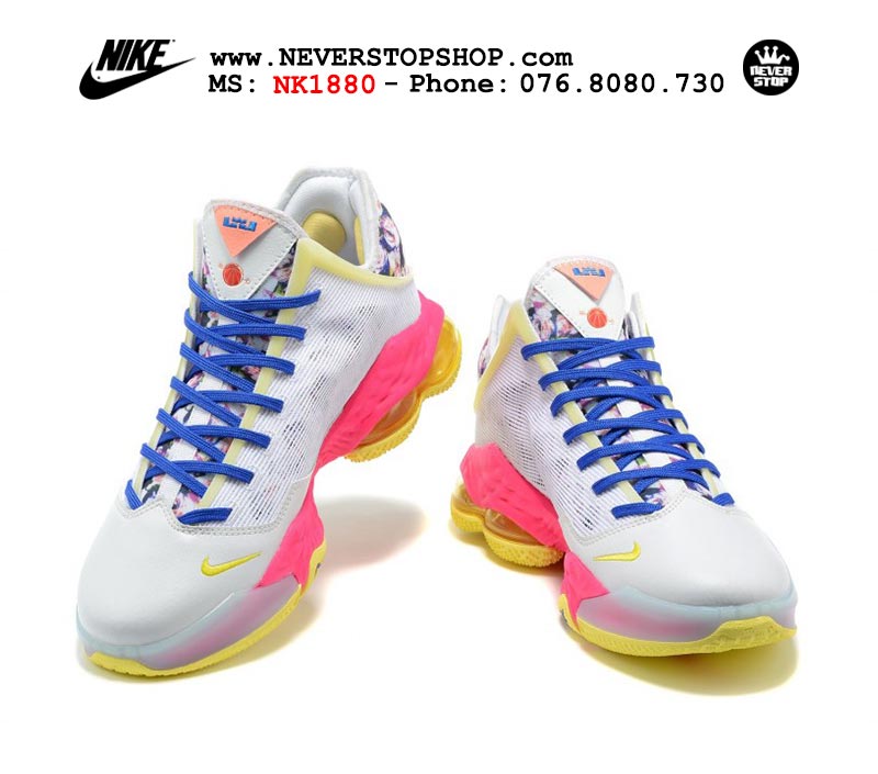 Giày Nike Lebron 19 Low Trắng Hồng bóng rổ nam hàng đẹp sfake replica 1:1 giá rẻ tại NeverStop Sneaker Shop Quận 3 HCM