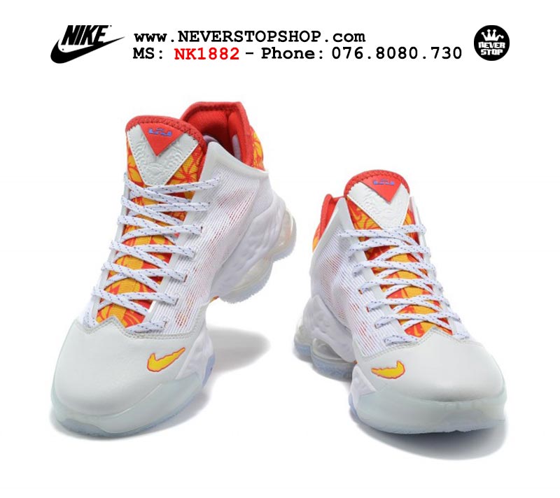 Giày Nike Lebron 19 Low Trắng Vàng bóng rổ nam hàng đẹp sfake replica 1:1 giá rẻ tại NeverStop Sneaker Shop Quận 3 HCM