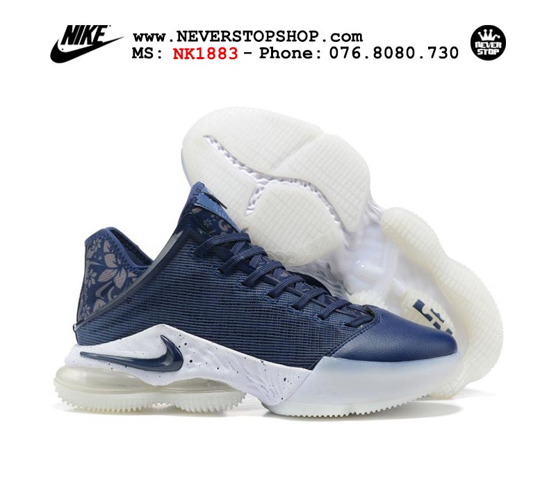 Giày Nike Lebron 19 Low Xanh Trắng bóng rổ nam hàng đẹp sfake replica 1:1 giá rẻ tại NeverStop Sneaker Shop Quận 3 HCM