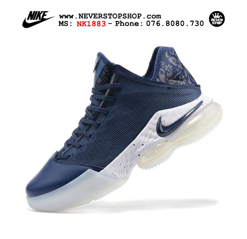Giày Nike Lebron 19 Low Xanh Trắng bóng rổ nam hàng đẹp sfake replica 1:1 giá rẻ tại NeverStop Sneaker Shop Quận 3 HCM