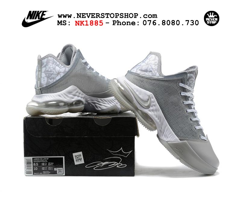 Giày Nike Lebron 19 Low Trắng Bạc bóng rổ nam hàng đẹp sfake replica 1:1 giá rẻ tại NeverStop Sneaker Shop Quận 3 HCM