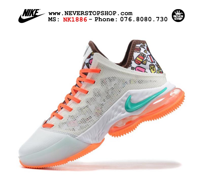 Giày Nike Lebron 19 Low Trắng Cam bóng rổ nam hàng đẹp sfake replica 1:1 giá rẻ tại NeverStop Sneaker Shop Quận 3 HCM