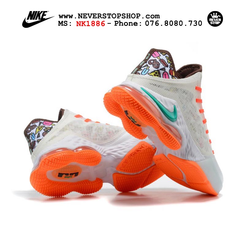 Giày Nike Lebron 19 Low Trắng Cam bóng rổ nam hàng đẹp sfake replica 1:1 giá rẻ tại NeverStop Sneaker Shop Quận 3 HCM
