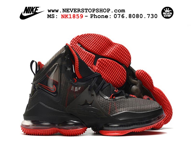Giày bóng rổ Nike Lebron 19  Đen Đỏ Full nam hàng đẹp replica sfake giá rẻ tại NeverStop Sneaker Shop Quận 3 HCM