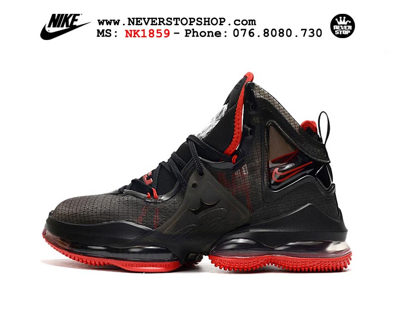 Giày bóng rổ Nike Lebron 19  Đen Đỏ Full nam hàng đẹp replica sfake giá rẻ tại NeverStop Sneaker Shop Quận 3 HCM