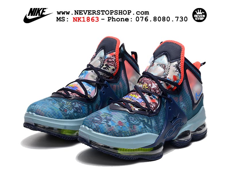 Giày bóng rổ Nike Lebron 19  Xanh Đen nam hàng đẹp replica sfake giá rẻ tại NeverStop Sneaker Shop Quận 3 HCM