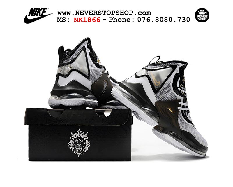 Giày bóng rổ Nike Lebron 19  Trắng Đen nam hàng đẹp replica sfake giá rẻ tại NeverStop Sneaker Shop Quận 3 HCM
