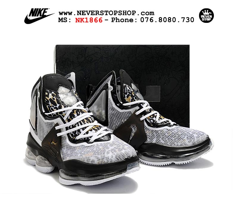 Giày bóng rổ Nike Lebron 19  Trắng Đen nam hàng đẹp replica sfake giá rẻ tại NeverStop Sneaker Shop Quận 3 HCM