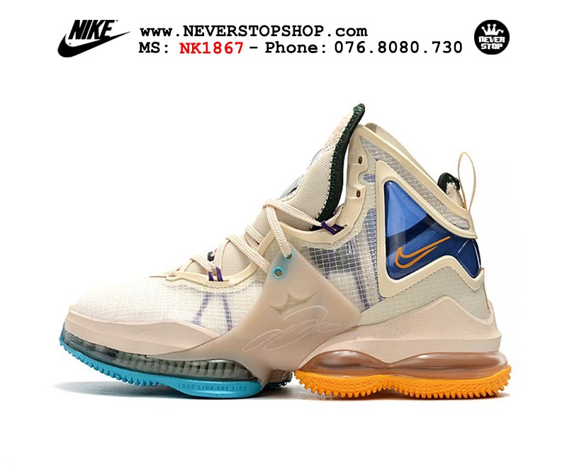 Giày bóng rổ Nike Lebron 19  Trắng Sữa nam hàng đẹp replica sfake giá rẻ tại NeverStop Sneaker Shop Quận 3 HCM
