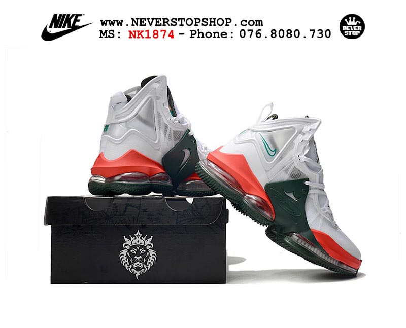Giày bóng rổ Nike Lebron 19  Trắng Đỏ Đen nam hàng đẹp replica sfake giá rẻ tại NeverStop Sneaker Shop Quận 3 HCM