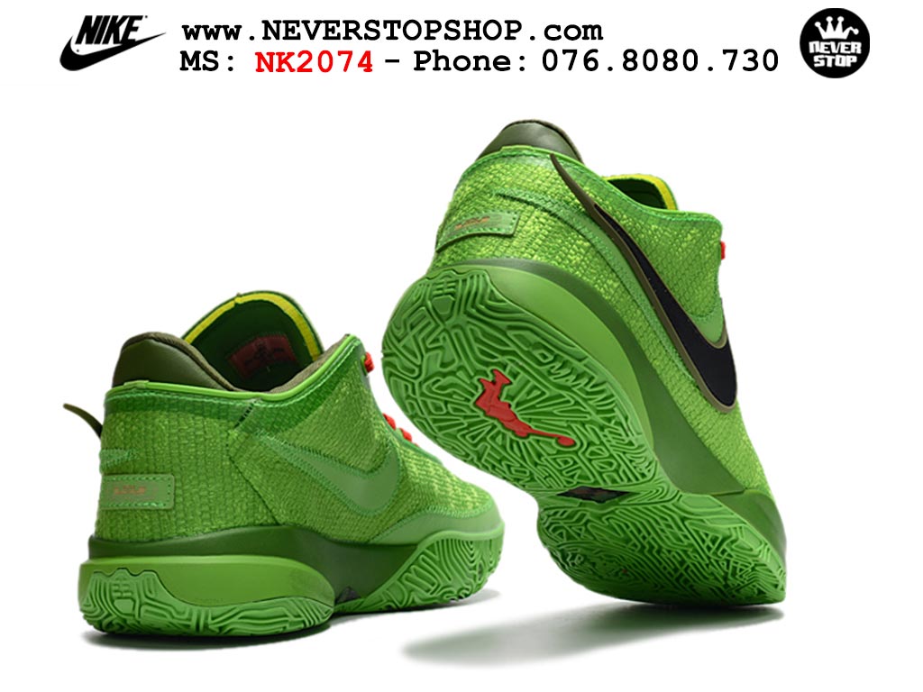 Giày bóng rổ nam Nike Lebron 20 Xanh Lá Đỏ hàng đẹp siêu cấp replica 1:1 giá rẻ tại NeverStop Sneaker Shop Quận 3 HCM