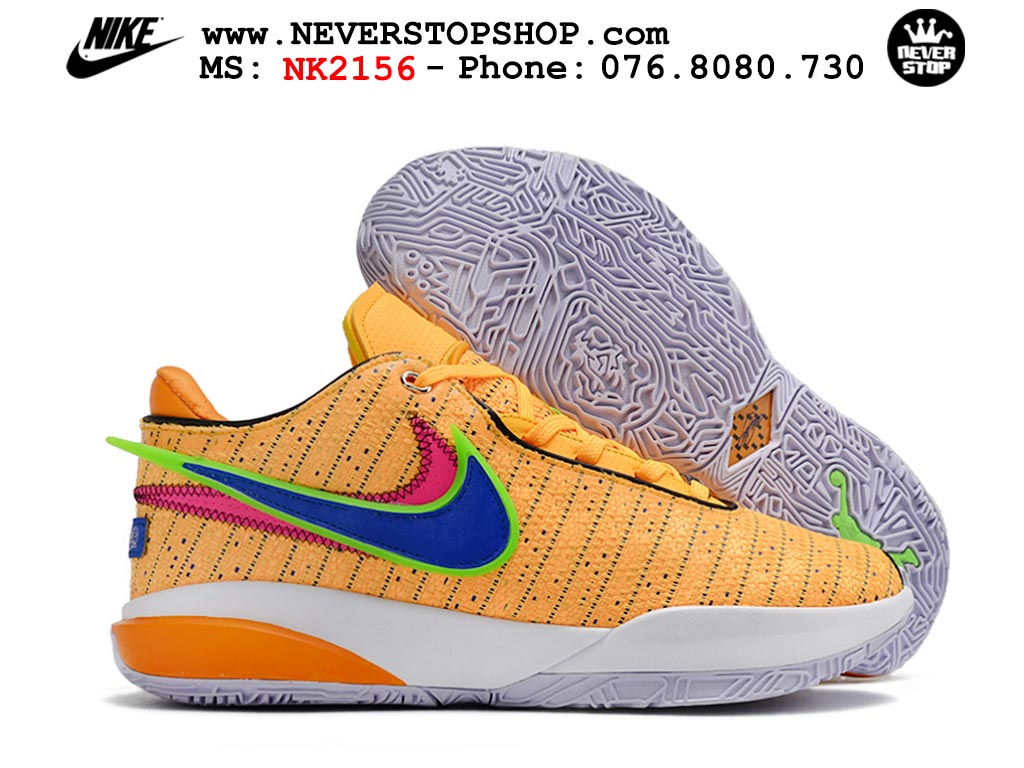Giày bóng rổ nam Nike Lebron 20 Cam Trắng hàng đẹp siêu cấp replica 1:1 giá rẻ tại NeverStop Sneaker Shop Quận 3 HCM