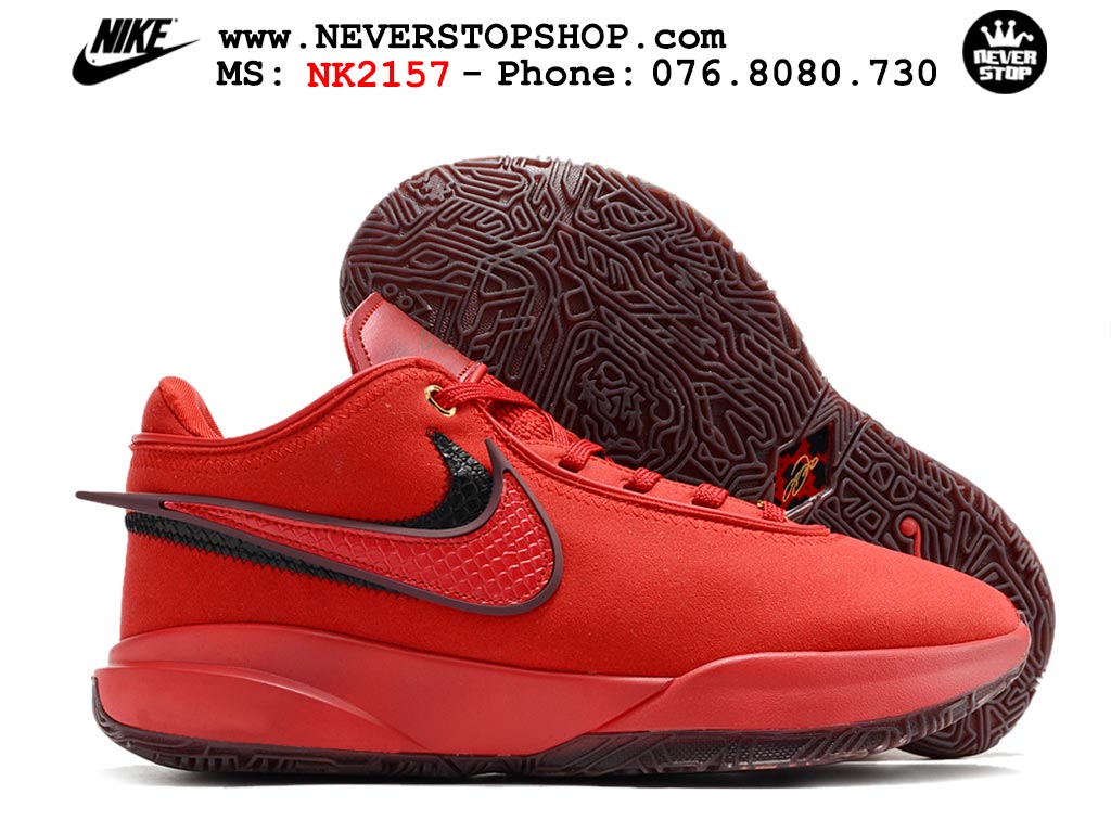 Giày bóng rổ nam Nike Lebron 20 Đỏ Nâu hàng đẹp siêu cấp replica 1:1 giá rẻ tại NeverStop Sneaker Shop Quận 3 HCM