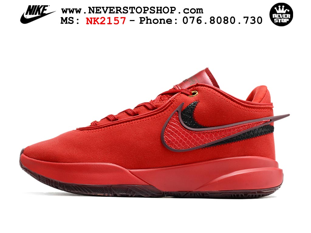Giày bóng rổ nam Nike Lebron 20 Đỏ Nâu hàng đẹp siêu cấp replica 1:1 giá rẻ tại NeverStop Sneaker Shop Quận 3 HCM