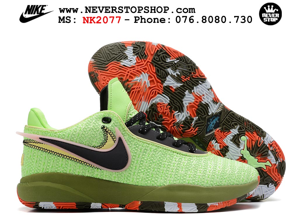 Giày bóng rổ nam Nike Lebron 20 Xanh Lá Đen hàng đẹp siêu cấp replica 1:1 giá rẻ tại NeverStop Sneaker Shop Quận 3 HCM