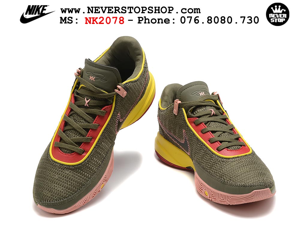 Giày bóng rổ nam Nike Lebron 20 Nâu Hồng hàng đẹp siêu cấp replica 1:1 giá rẻ tại NeverStop Sneaker Shop Quận 3 HCM