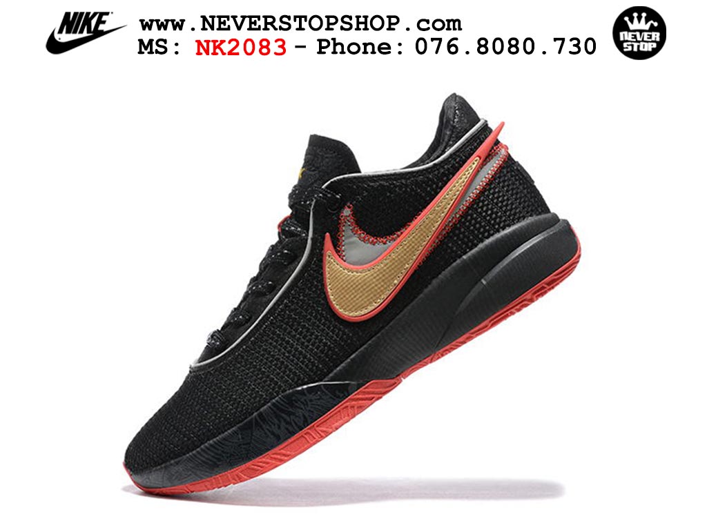 Giày bóng rổ nam Nike Lebron 20 Đen Đỏ hàng đẹp siêu cấp replica 1:1 giá rẻ tại NeverStop Sneaker Shop Quận 3 HCM