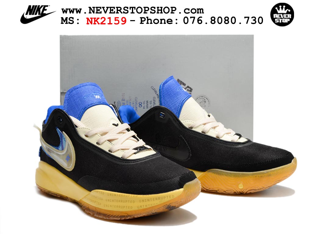 Giày bóng rổ nam Nike Lebron 20 Đen Vàng hàng đẹp siêu cấp replica 1:1 giá rẻ tại NeverStop Sneaker Shop Quận 3 HCM