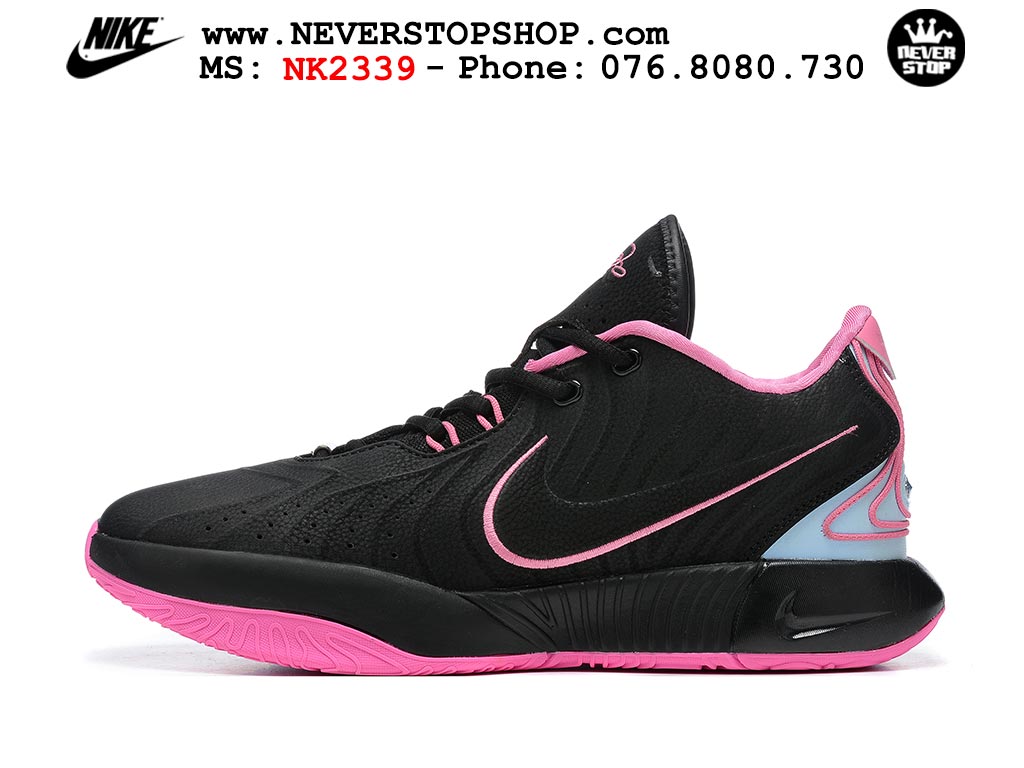 Giày bóng rổ nam Nike Lebron 21 Đen Hồng hàng đẹp siêu cấp like auth replica 1:1 giá rẻ tại NeverStop Sneaker Shop Quận 3 HCM