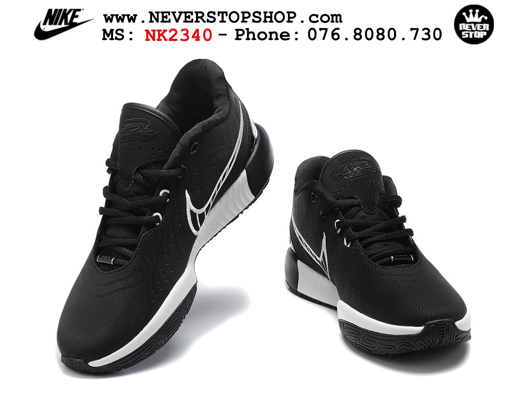 Giày bóng rổ nam Nike Lebron 21 Đen Trắng hàng đẹp siêu cấp like auth replica 1:1 giá rẻ tại NeverStop Sneaker Shop Quận 3 HCM