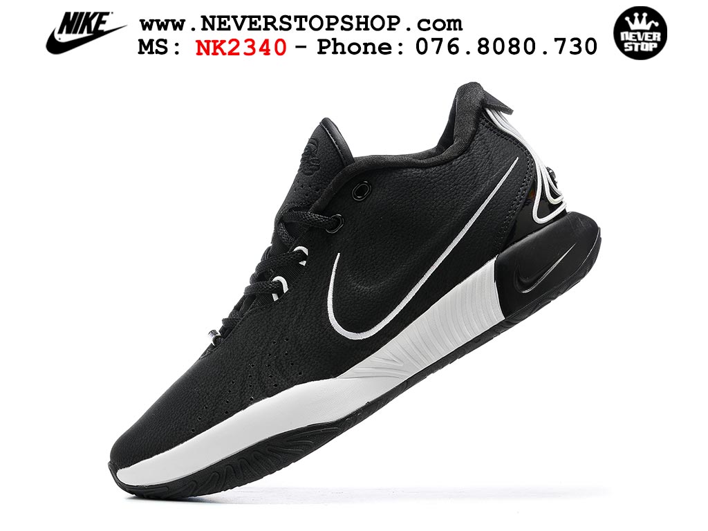 Giày bóng rổ nam Nike Lebron 21 Đen Trắng hàng đẹp siêu cấp like auth replica 1:1 giá rẻ tại NeverStop Sneaker Shop Quận 3 HCM