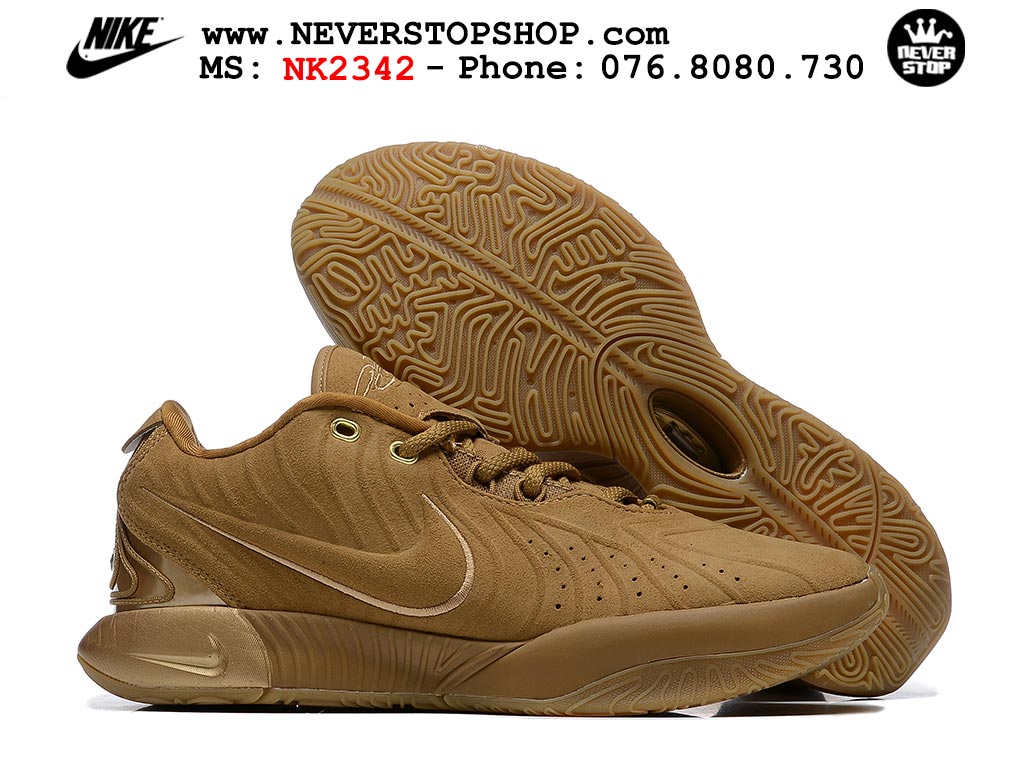 Giày bóng rổ nam Nike Lebron 21 Nâu hàng đẹp siêu cấp like auth replica 1:1 giá rẻ tại NeverStop Sneaker Shop Quận 3 HCM