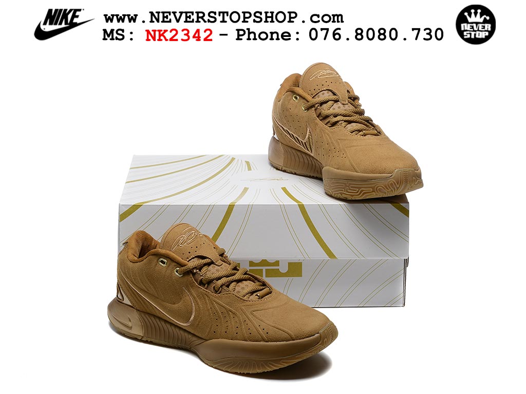 Giày bóng rổ nam Nike Lebron 21 Nâu hàng đẹp siêu cấp like auth replica 1:1 giá rẻ tại NeverStop Sneaker Shop Quận 3 HCM