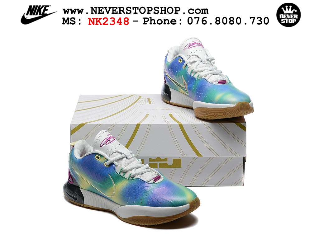 Giày bóng rổ nam Nike Lebron 21 Xanh Tím hàng đẹp siêu cấp like auth replica 1:1 giá rẻ tại NeverStop Sneaker Shop Quận 3 HCM