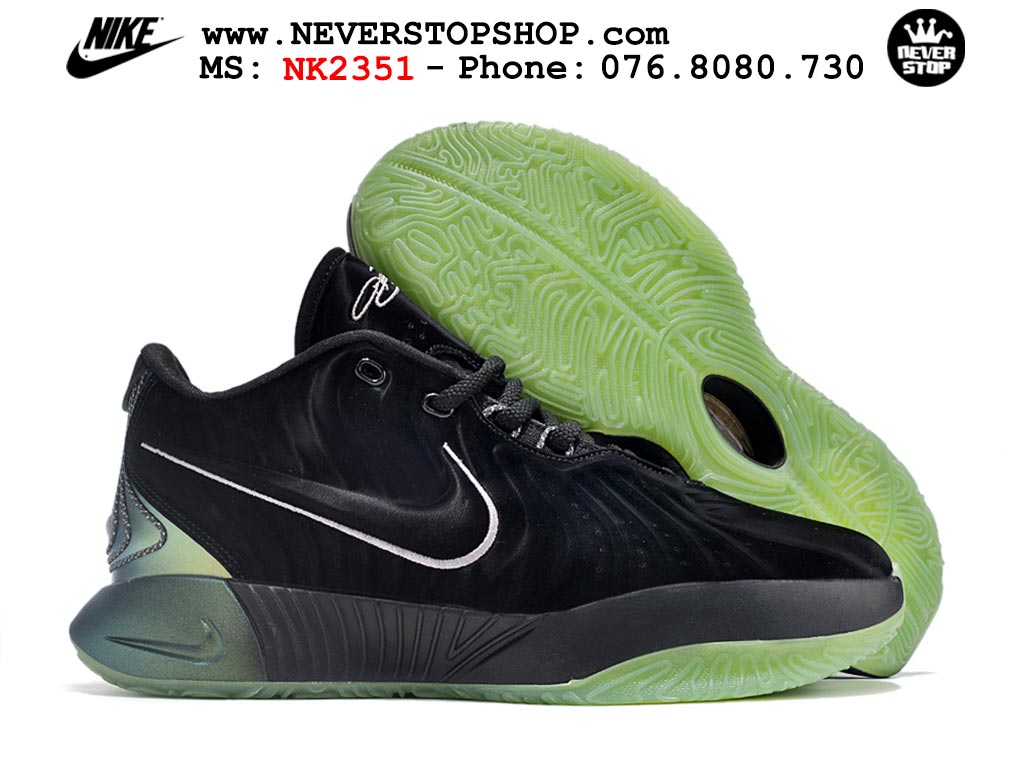 Giày bóng rổ nam Nike Lebron 21 Đen Xanh Lá hàng đẹp siêu cấp like auth replica 1:1 giá rẻ tại NeverStop Sneaker Shop Quận 3 HCM