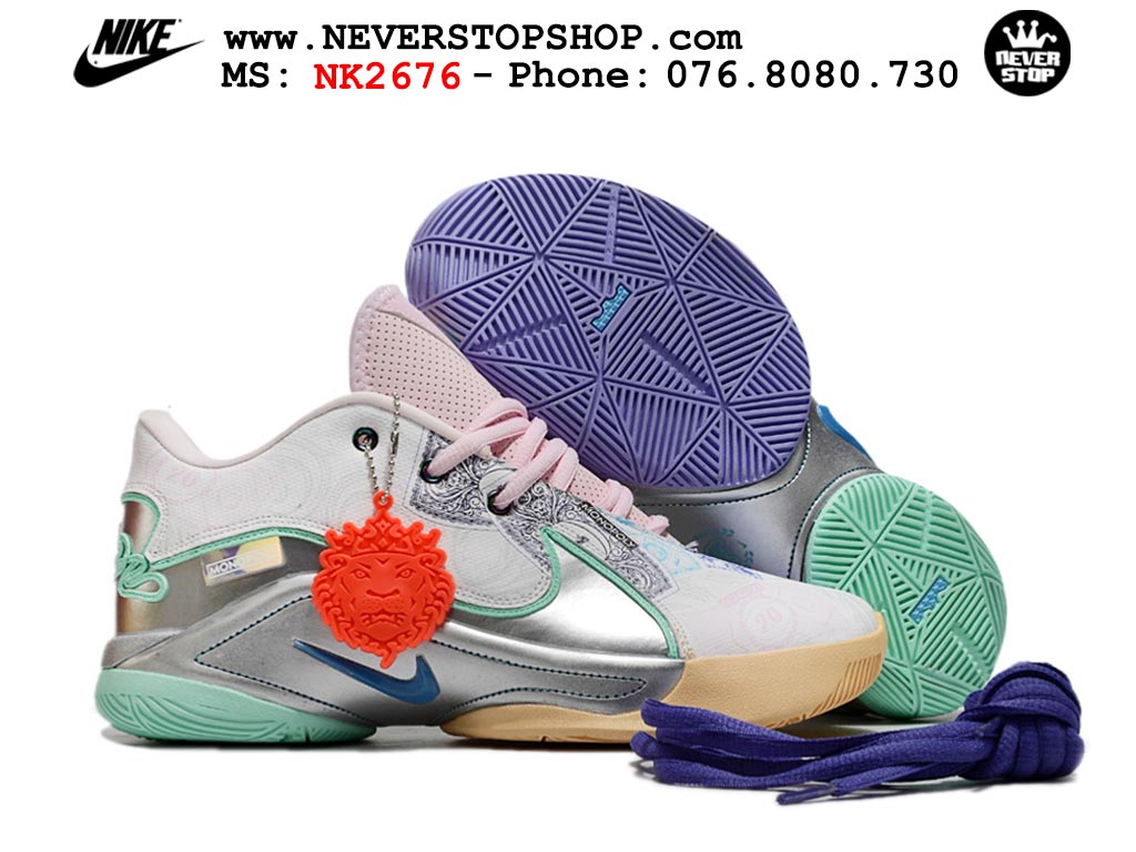 Giày bóng rổ nam Nike Lebron 22 Hồng Xám hàng đẹp siêu cấp like auth replica 1:1 giá rẻ tại NeverStop Sneaker Shop HCM