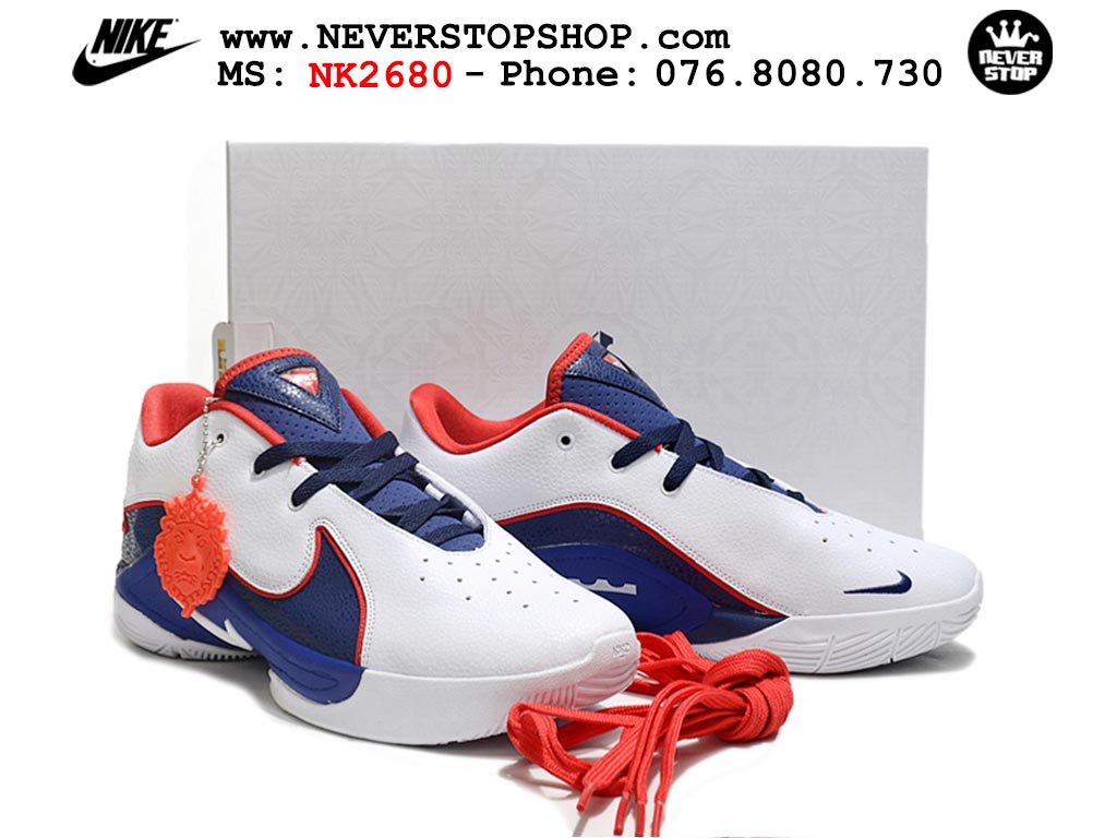 Giày bóng rổ nam Nike Lebron 22 Trắng Xanh Dương hàng đẹp siêu cấp like auth replica 1:1 giá rẻ tại NeverStop Sneaker Shop HCM