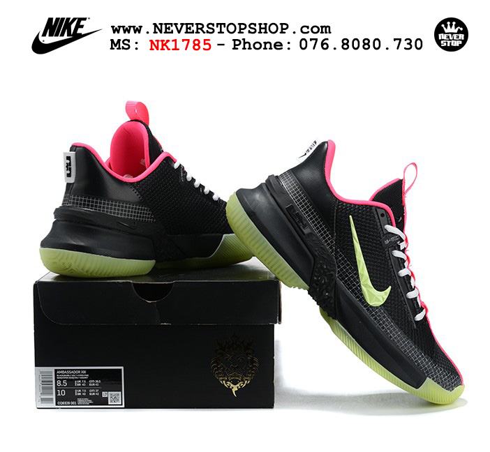 Giày bóng rổ Nike Lebron Ambassador 13 Đen Hồng cổ thấp hàng chuẩn sfake replica chuyên outdoor giá tốt HCM