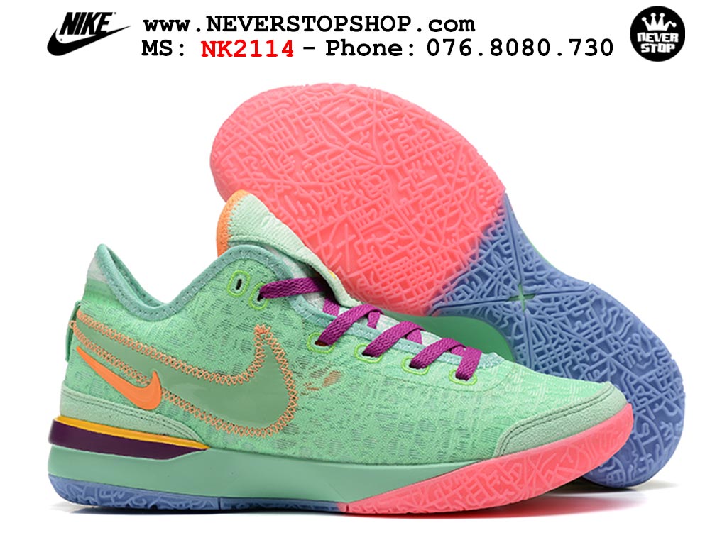 Giày Nike Zoom Lebron NXXT Gen Xanh Hồng bóng rổ nam cổ cao chuyên outdoor hàng đẹp chuẩn replica 1:1 giá rẻ tại NeverStop Sneaker Shop Quận 3 HCM