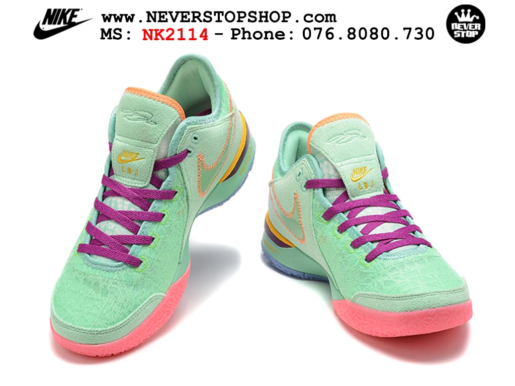 Giày Nike Zoom Lebron NXXT Gen Xanh Hồng bóng rổ nam cổ cao chuyên outdoor hàng đẹp chuẩn replica 1:1 giá rẻ tại NeverStop Sneaker Shop Quận 3 HCM