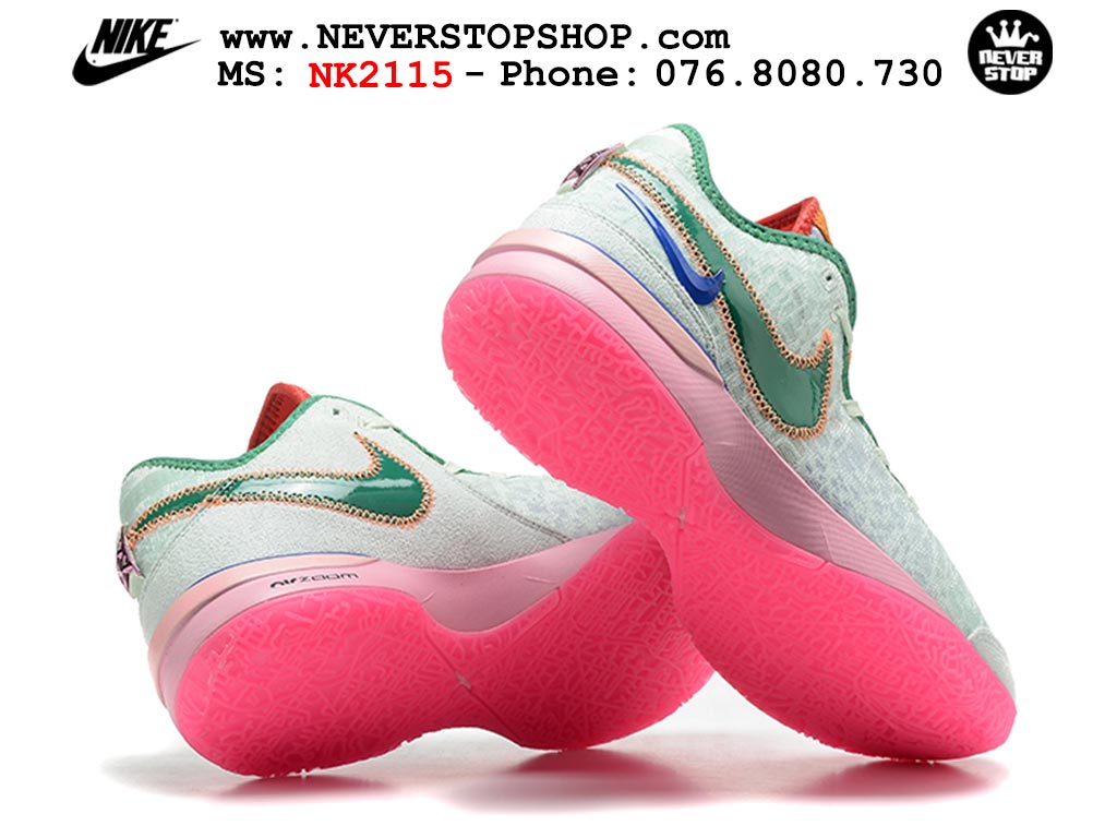 Giày Nike Zoom Lebron NXXT Gen Xanh Lá Hồng bóng rổ nam cổ cao chuyên outdoor hàng đẹp chuẩn replica 1:1 giá rẻ tại NeverStop Sneaker Shop Quận 3 HCM