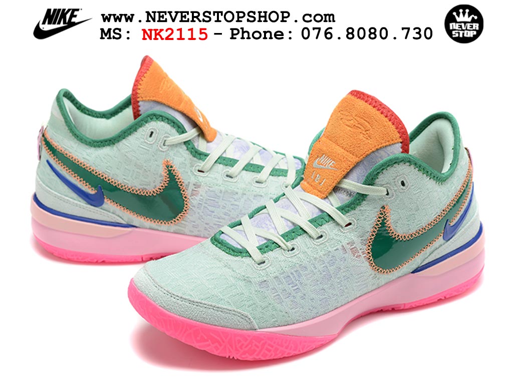Giày Nike Zoom Lebron NXXT Gen Xanh Lá Hồng bóng rổ nam cổ cao chuyên outdoor hàng đẹp chuẩn replica 1:1 giá rẻ tại NeverStop Sneaker Shop Quận 3 HCM