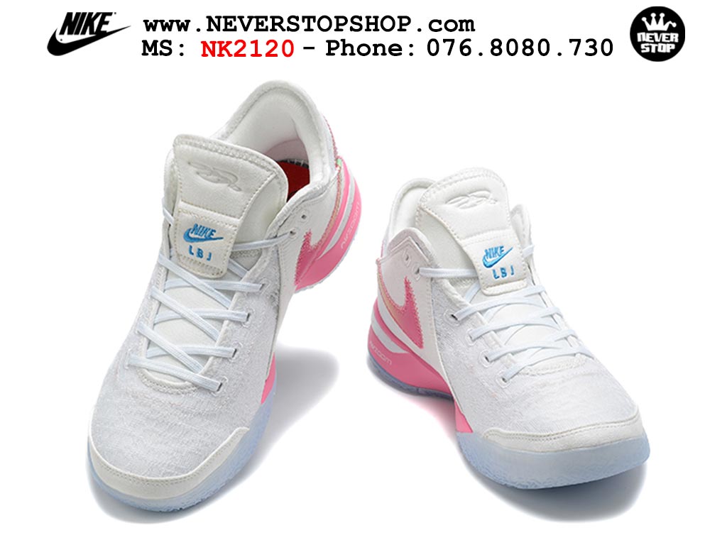 Giày Nike Zoom Lebron NXXT Gen Trắng Hồng bóng rổ nam cổ cao chuyên outdoor hàng đẹp chuẩn replica 1:1 giá rẻ tại NeverStop Sneaker Shop Quận 3 HCM