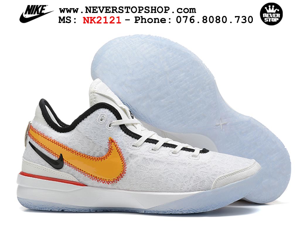 Giày Nike Zoom Lebron NXXT Gen Trắng Vàng bóng rổ nam cổ cao chuyên outdoor hàng đẹp chuẩn replica 1:1 giá rẻ tại NeverStop Sneaker Shop Quận 3 HCM