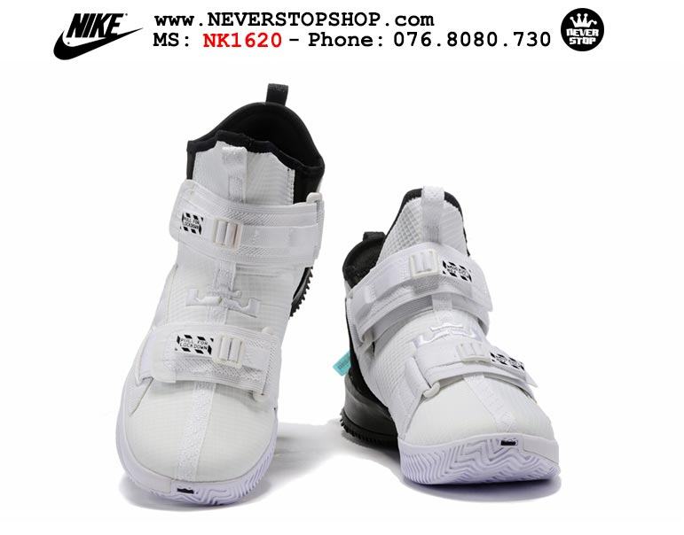Giày bóng rổ Nike Lebron Soldier 13 White Black hàng sfake replica giá rẻ HCM