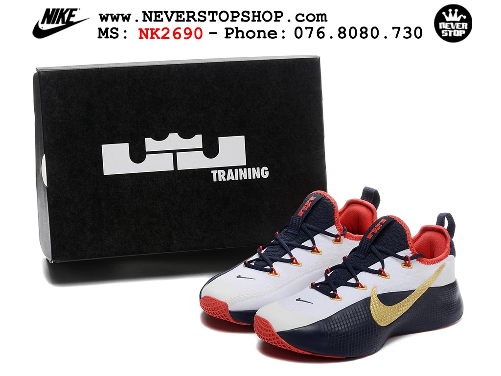 Giày bóng rổ nam nữ Nike Lebron TR 1 Xanh Dương Trắng mang êm chân thoáng khí đế chống mòn bám rít sân hỗ trợ bật nhảy tốt NeverStop Sneaker Shop HCM