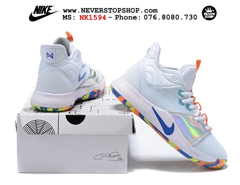 Giày bóng rổ Nike PG 3.0 White Multicolor outdoor hàng sfake replica giá rẻ tốt nhất HCM