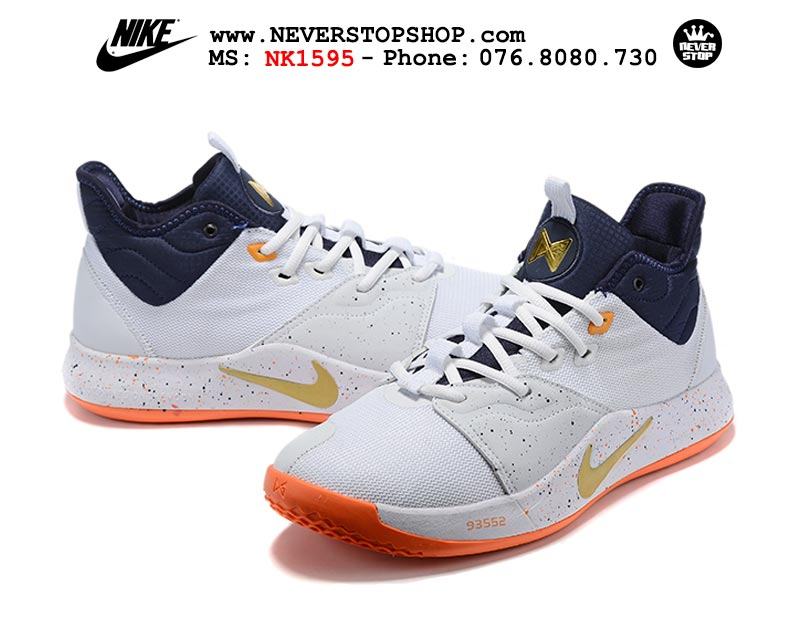 Giày bóng rổ Nike PG 3.0 White Navy Orange outdoor hàng sfake replica giá rẻ tốt nhất HCM