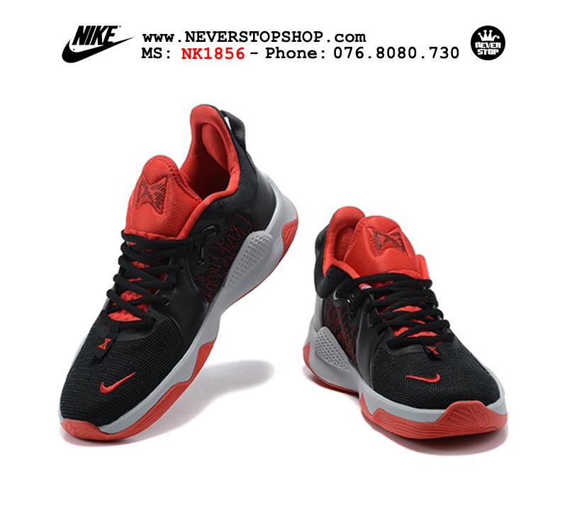 Giày bóng rổ Nike PG 5.0 Đen Đỏ nam hàng đẹp replica sfake giá rẻ tại NeverStop Sneaker Shop Quận 3 HCM