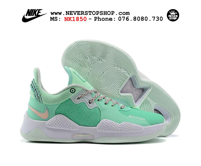 Giày bóng rổ Nike PG 5.0 Xanh Ngọc  nam hàng đẹp replica sfake giá rẻ tại NeverStop Sneaker Shop Quận 3 HCM