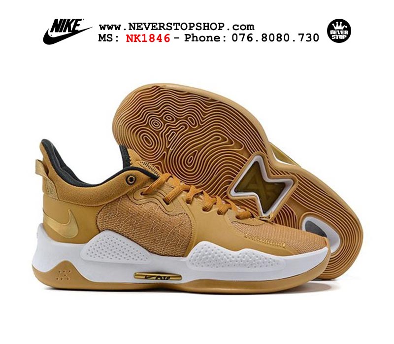 Giày bóng rổ Nike PG 5.0 Vàng Full nam hàng đẹp replica sfake giá rẻ tại NeverStop Sneaker Shop Quận 3 HCM