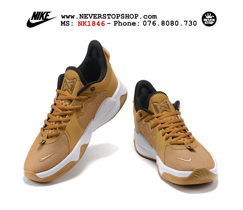 Giày bóng rổ Nike PG 5.0 Vàng Full nam hàng đẹp replica sfake giá rẻ tại NeverStop Sneaker Shop Quận 3 HCM